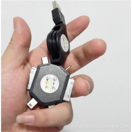 Retractable 6 in 1 Mini Micro USB Charger Cable for iPod iPhone 4 4s 5 Sumsung HTC Nokia Xc1015